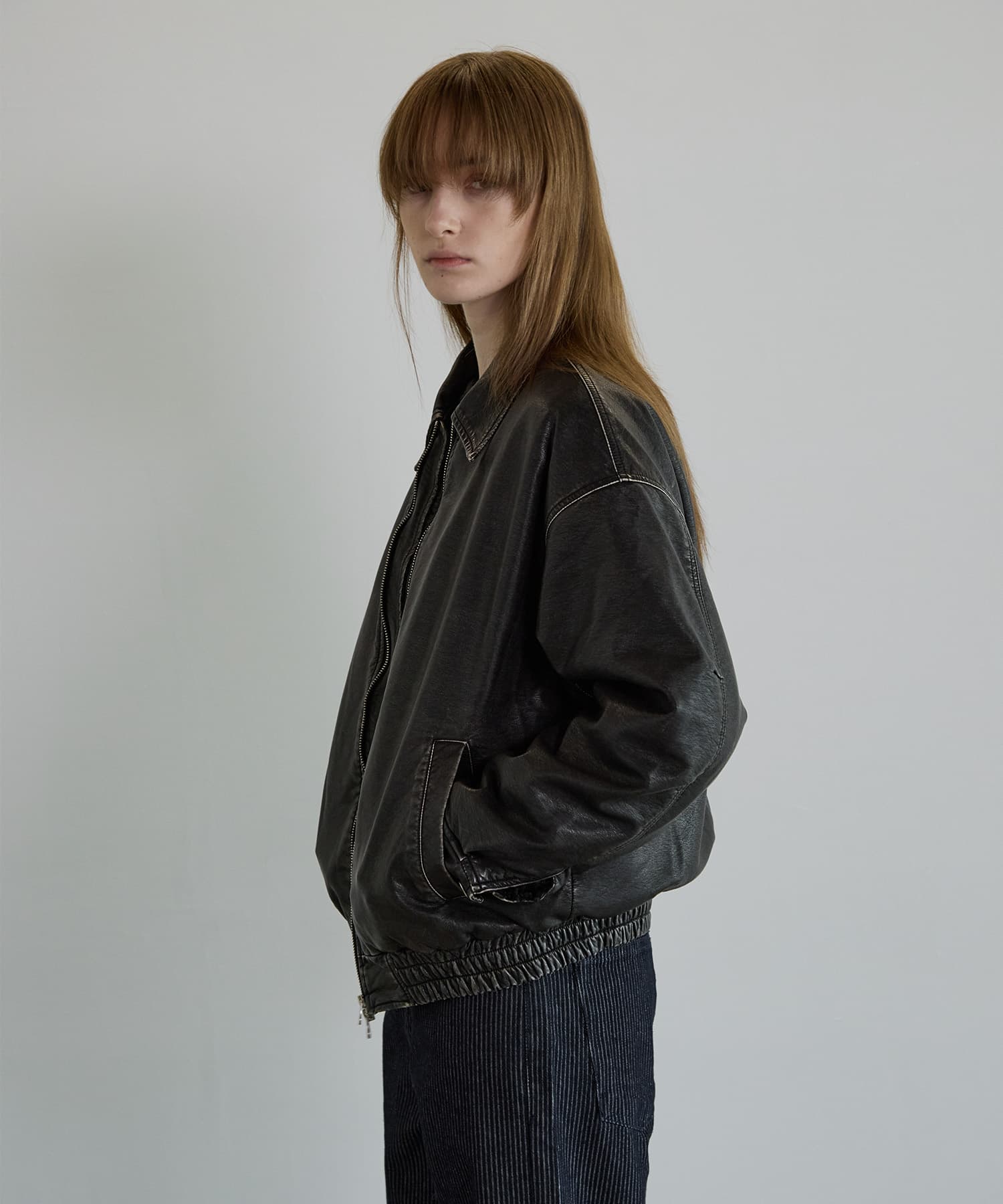 Fur lining faux leather jumper - Black — vue 4