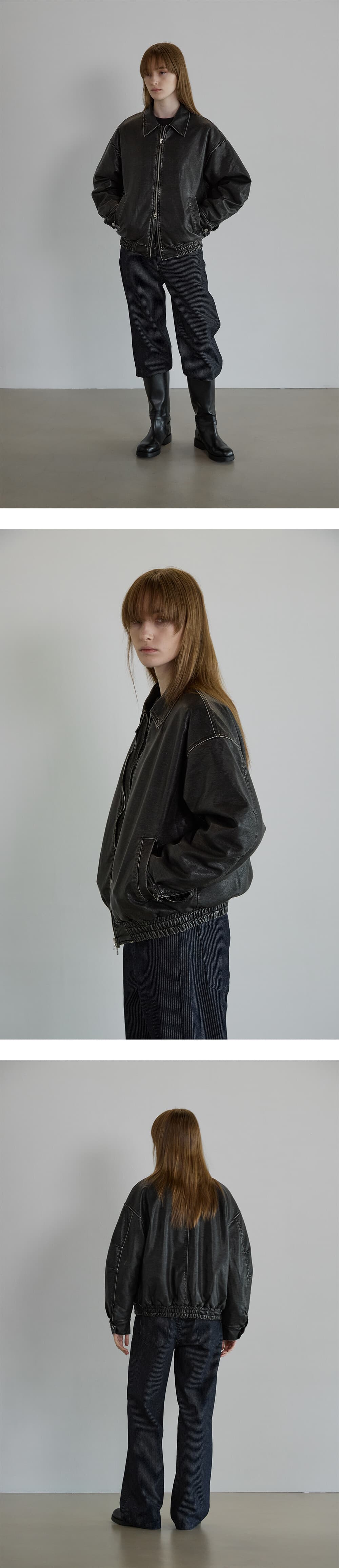 Fur lining faux leather jumper - Black — vue 6