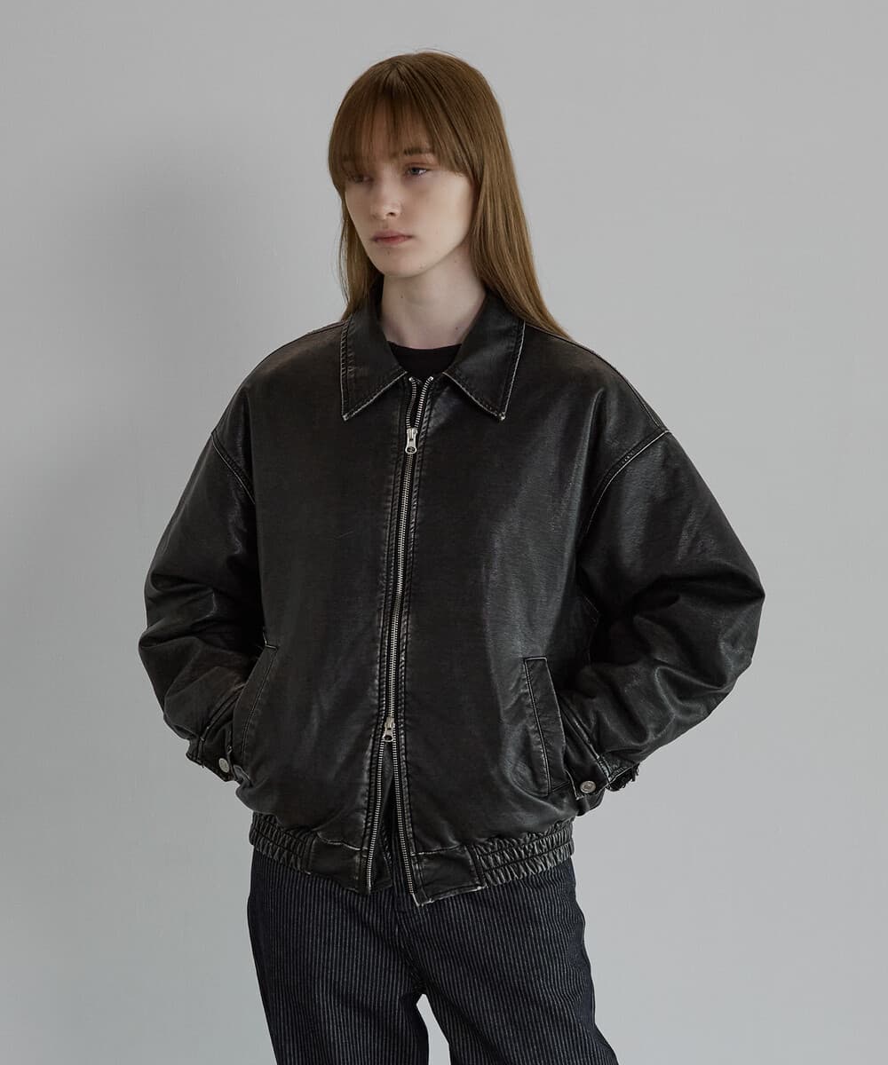 Fur lining faux leather jumper - Black