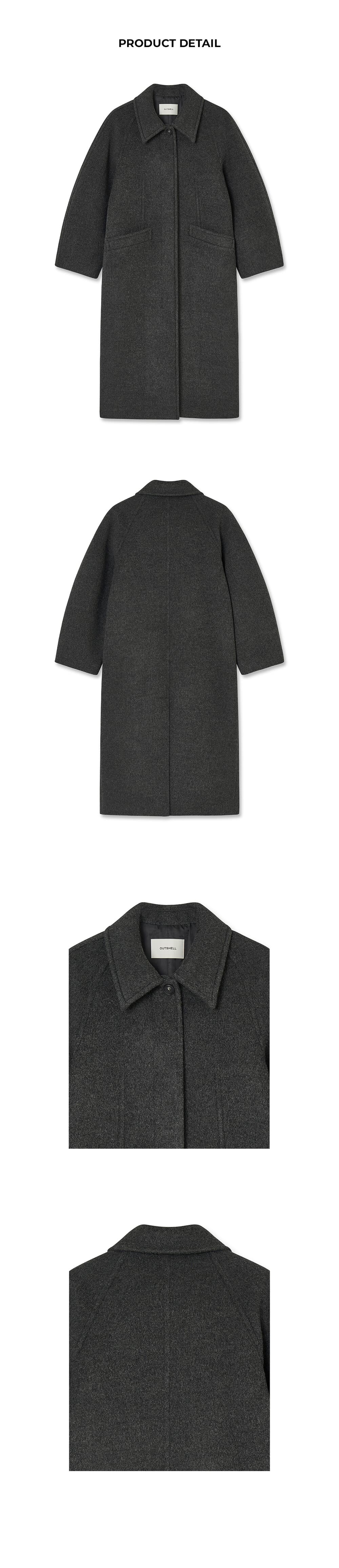 Merino wool balmacaan coat - Charcoal — vue 8