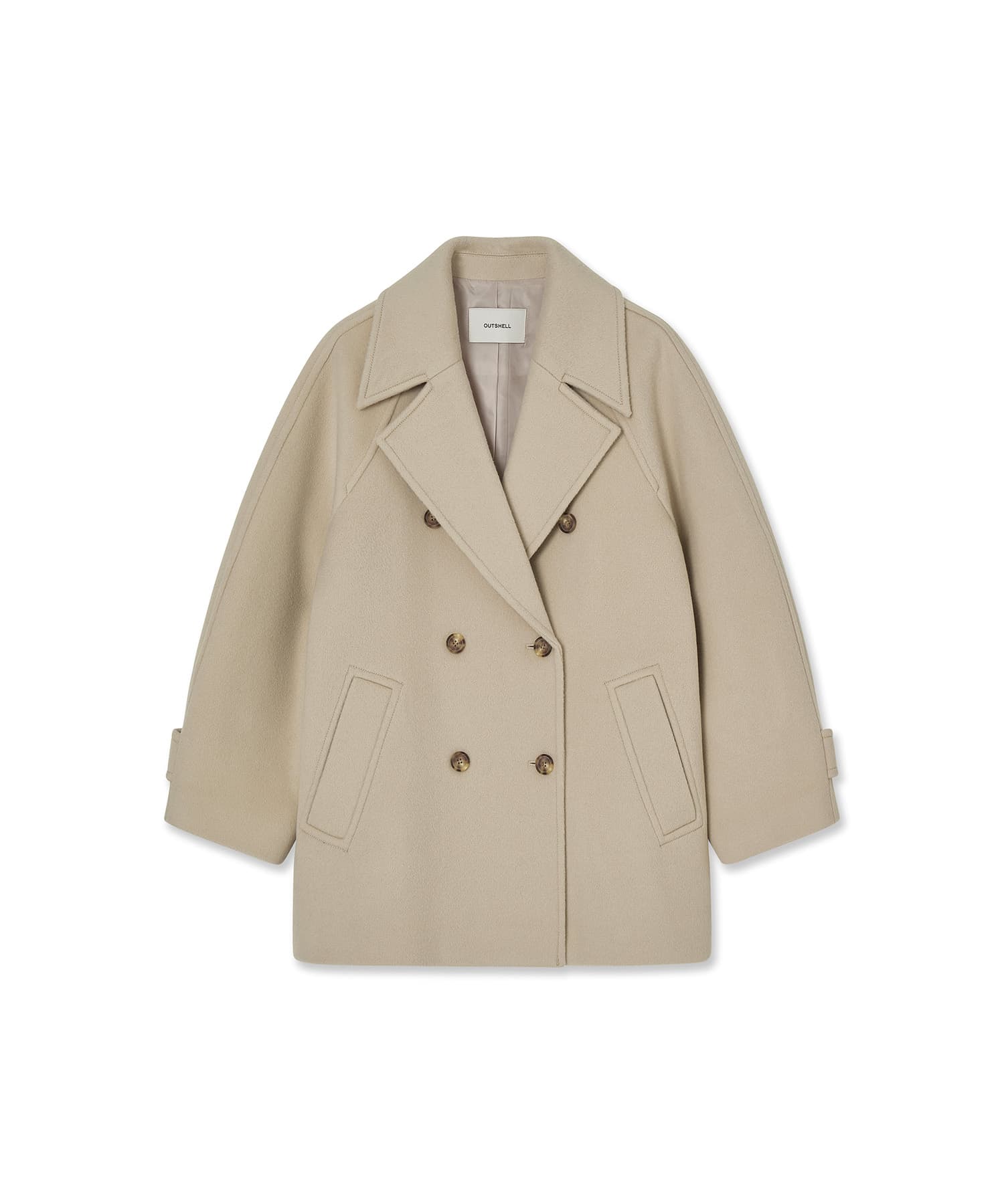 Cashmere blended pea coat - Light Beige — vue 3