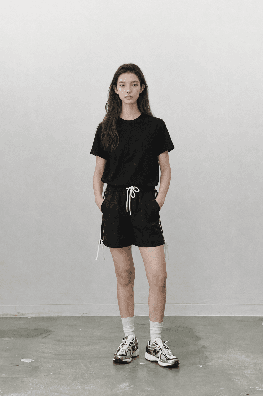 Ribbon nylon shorts - Black — vue 3
