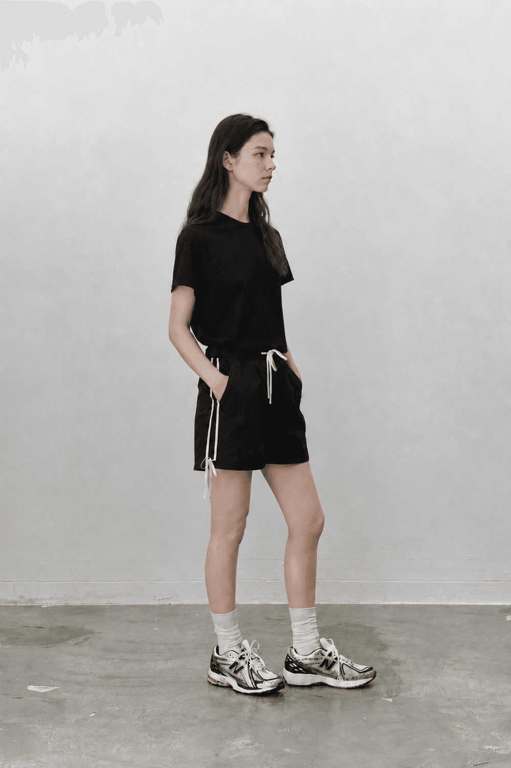 Ribbon nylon shorts - Black — vue 4
