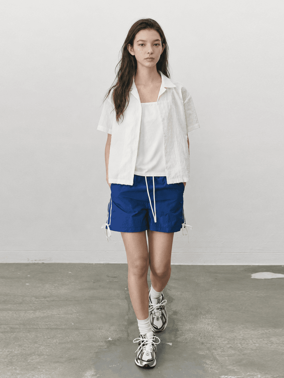 Ribbon nylon shorts - Blue — vue 2