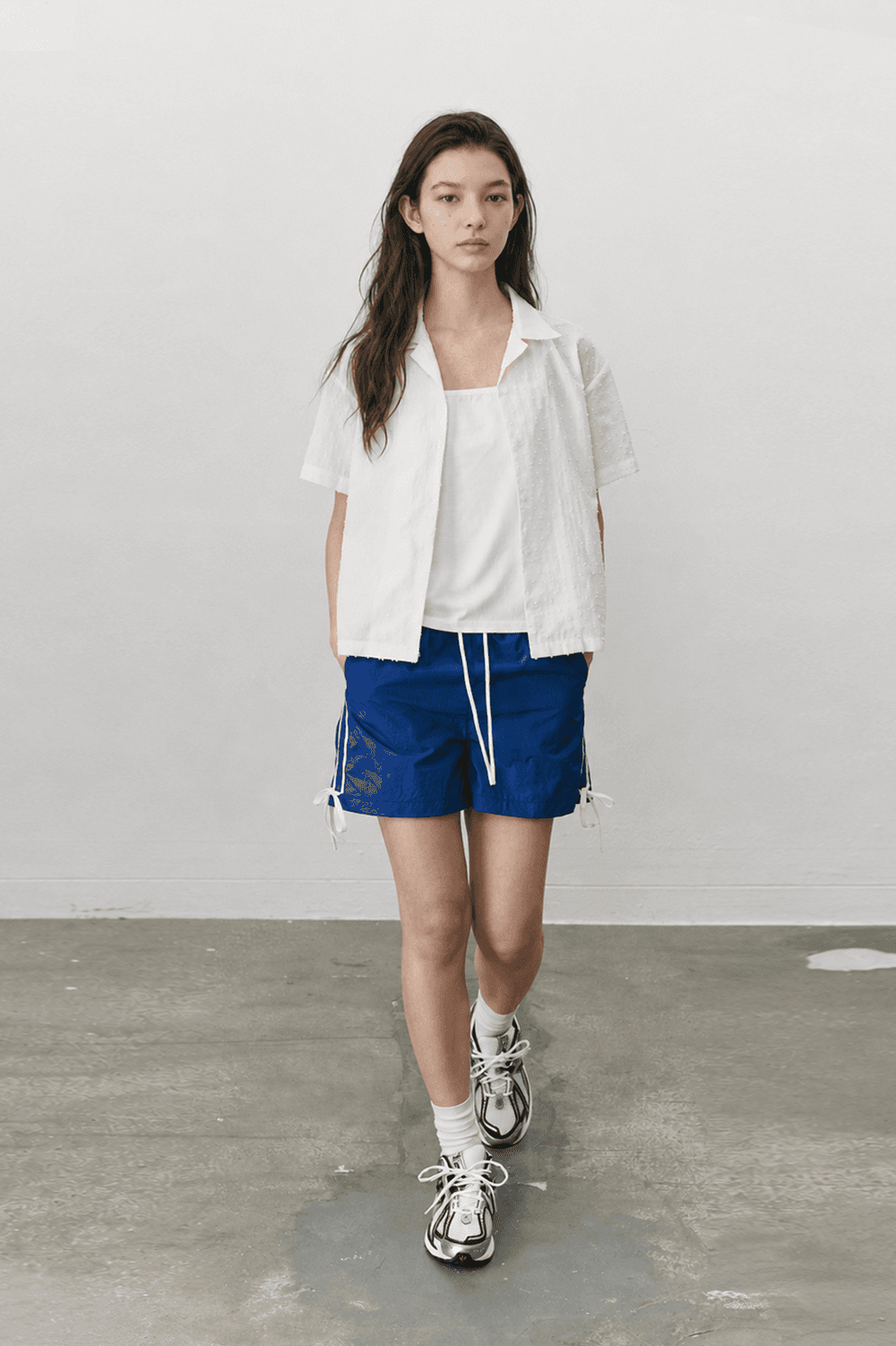 Ribbon nylon shorts - Blue — vue 3