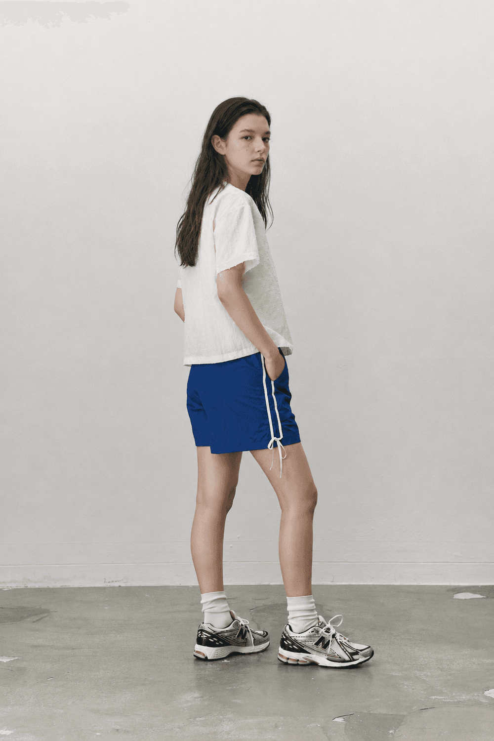 Ribbon nylon shorts - Blue — vue 4