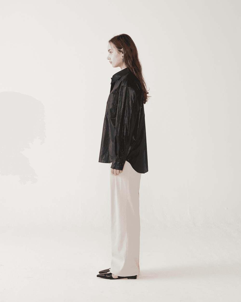 Glossy light cotton blouse - Black — vue 6