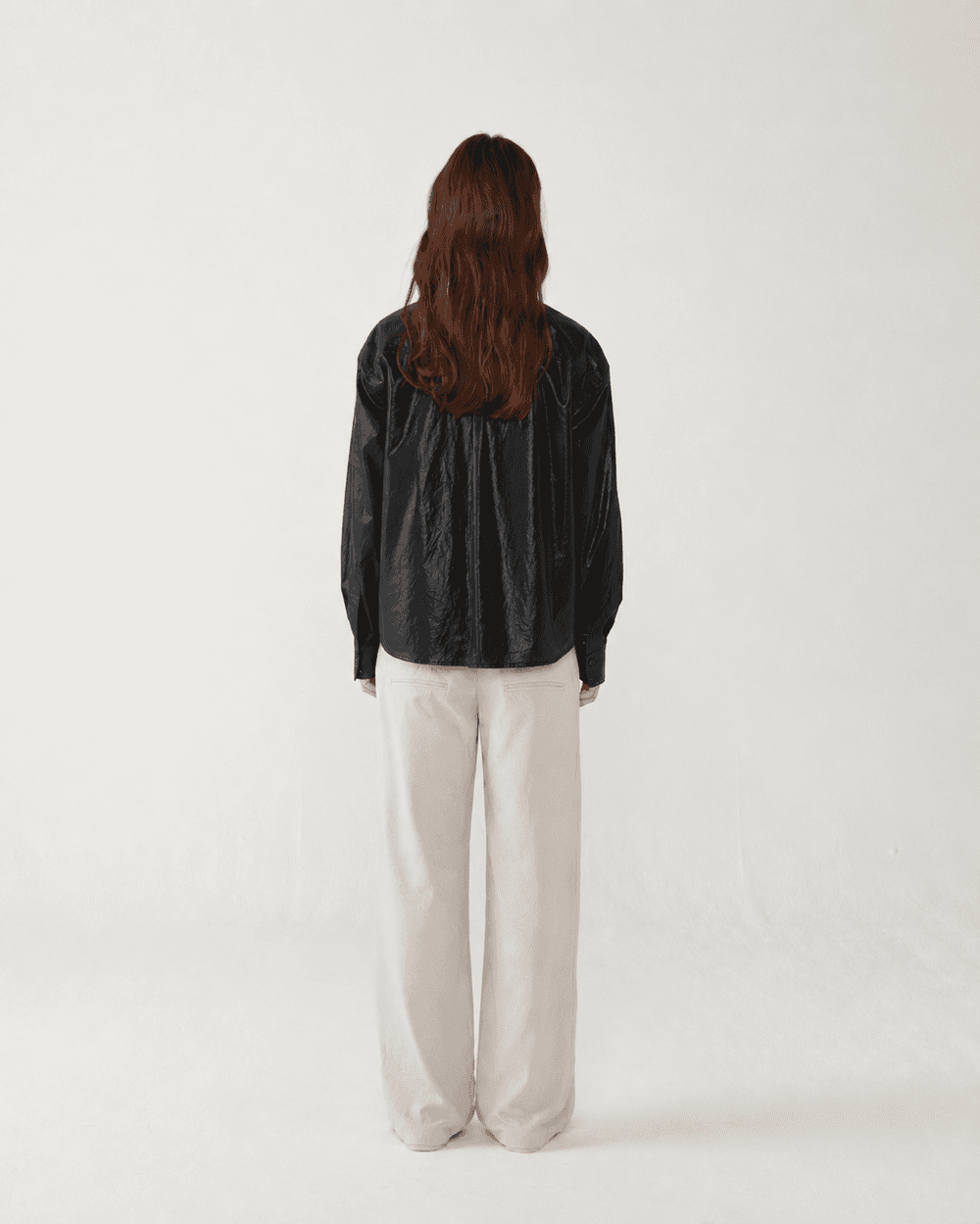 Glossy light cotton blouse - Black — vue 7