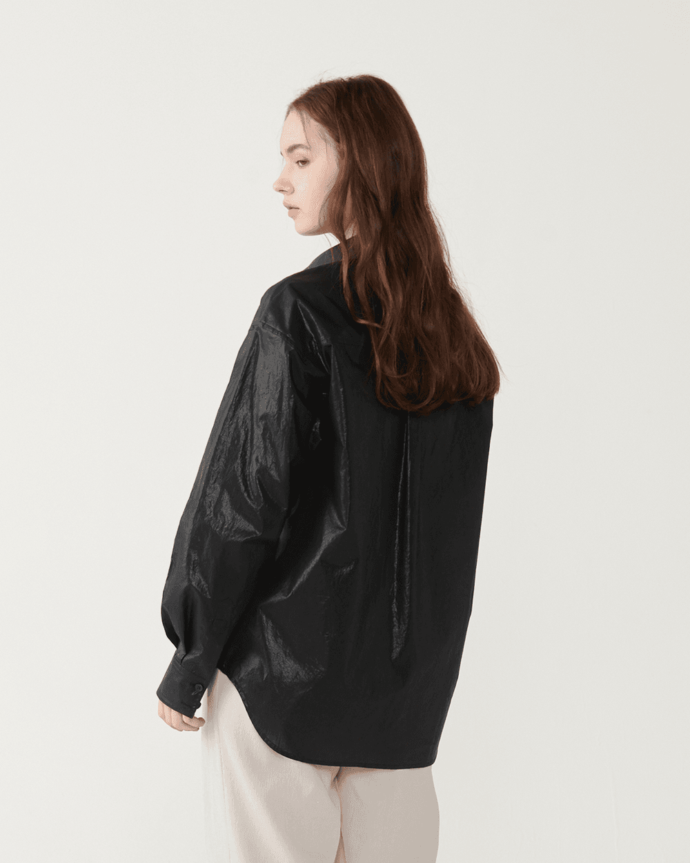 Glossy light cotton blouse - Black — vue 10