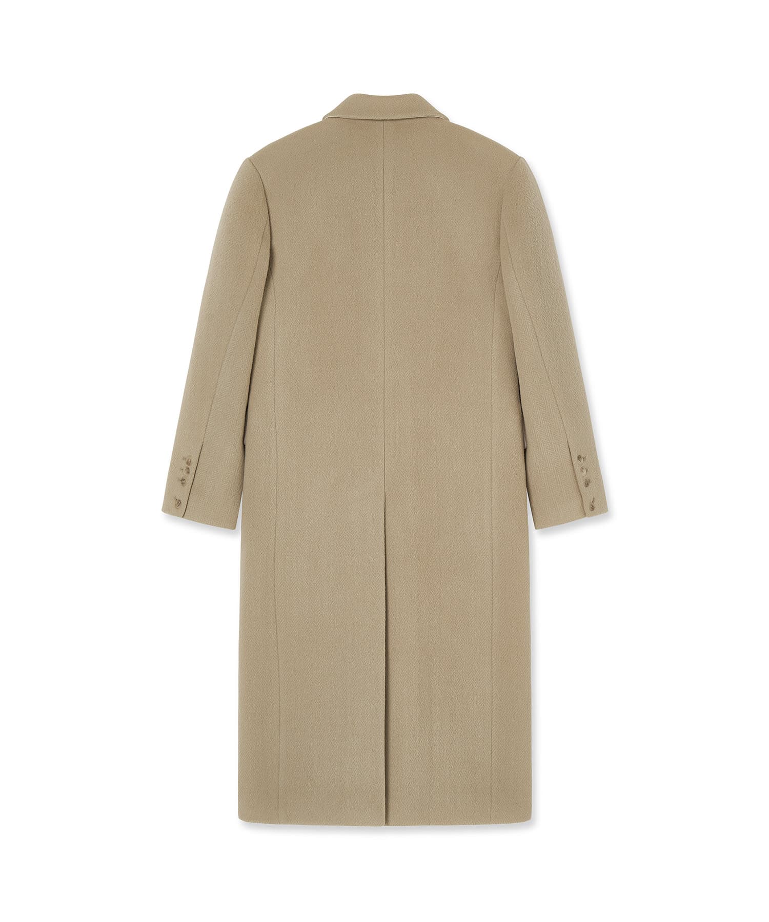 Silk blended herringbone overfit coat - Beige — vue 6