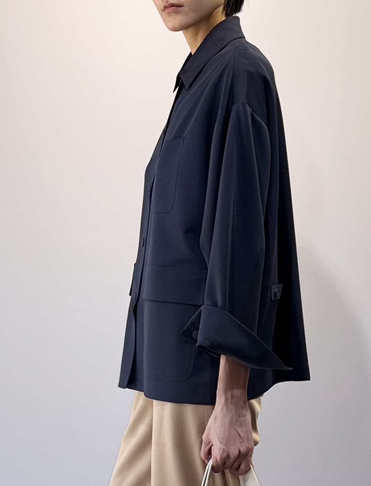 Formal Basic Safari Jacket (Navy)