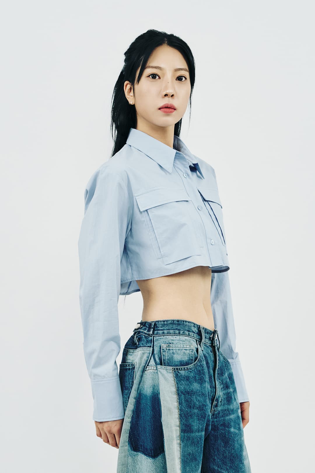 Pocket Crop Shirt (Blue) — vue 1