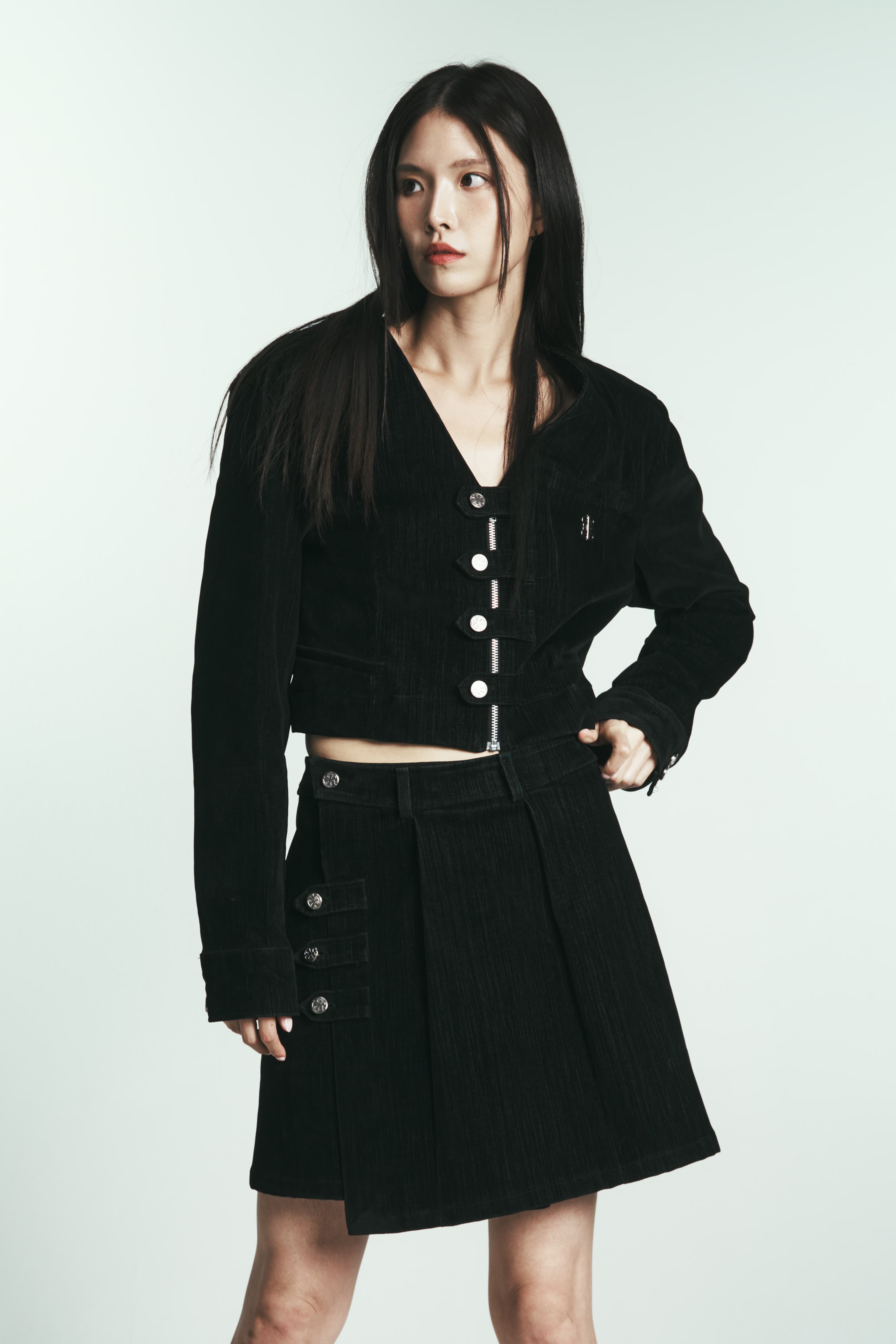 Denim Velvet Skirt — vue 1