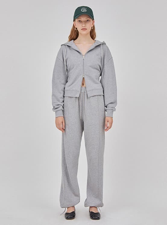 String Cotton Sweatpants in Grey — vue 1
