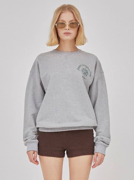 Rose Print Sweatshirt in L/Grey