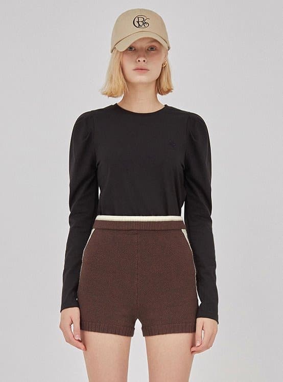 Puff Volume Sleeve T-Shirt in Black