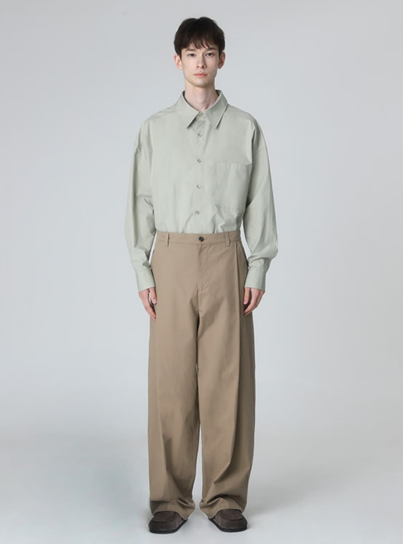 (MAN) Basic Over Fit Shirt in K/Beige
