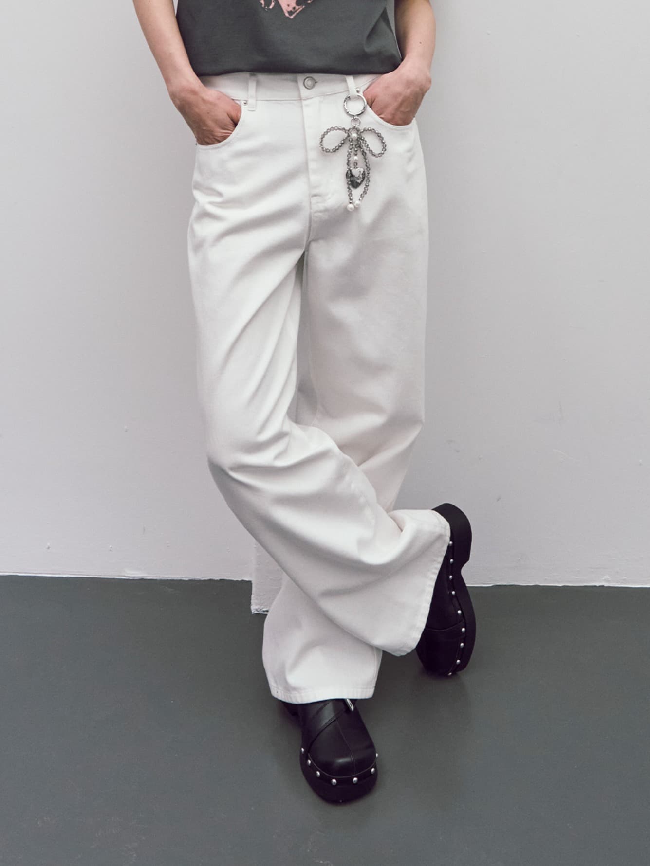 White Denim Pants in White
