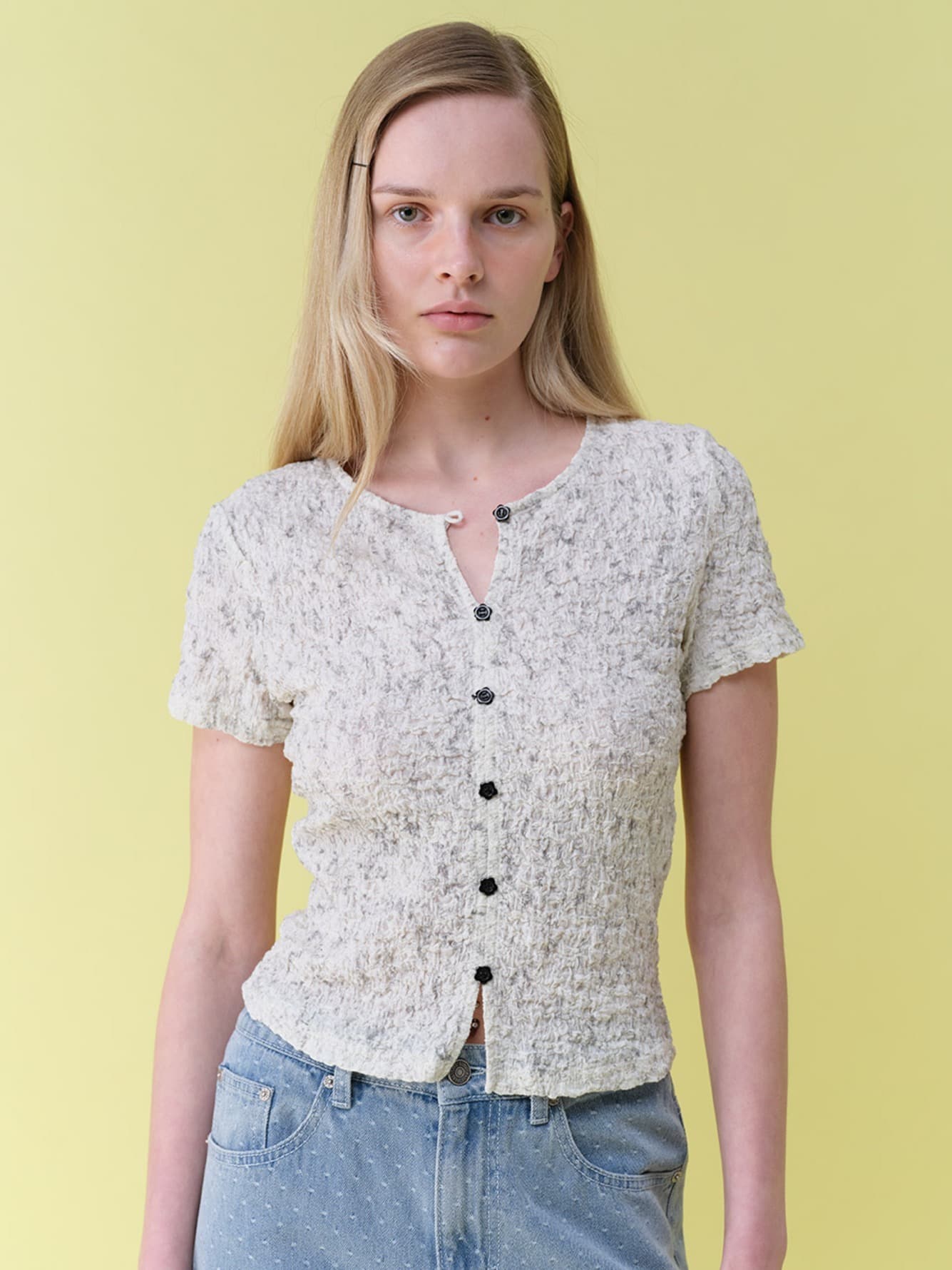 Wrinkle Button Blouse