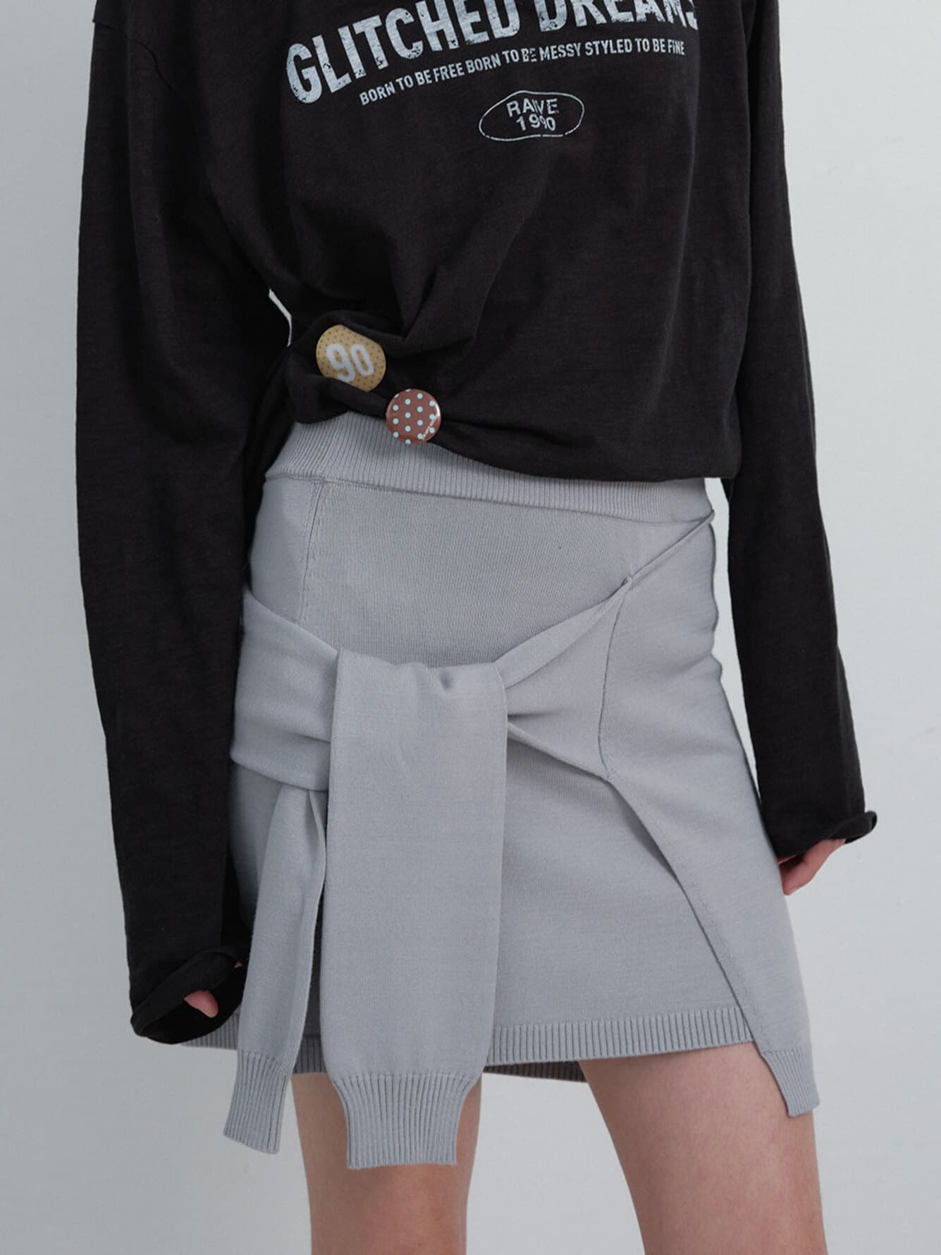 Tied Layered Knit Skirt