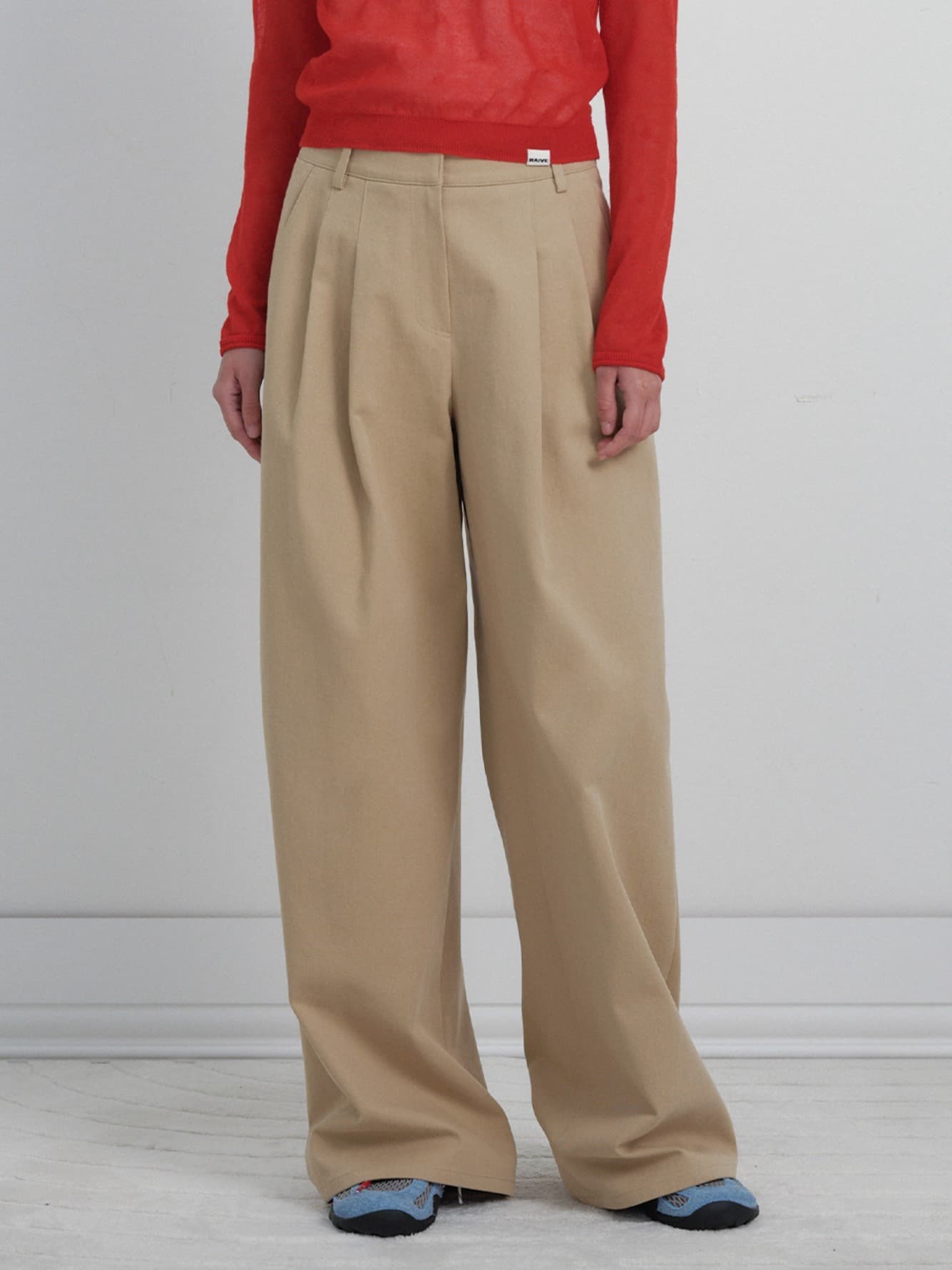 Pintuck Wide Cotton Pants