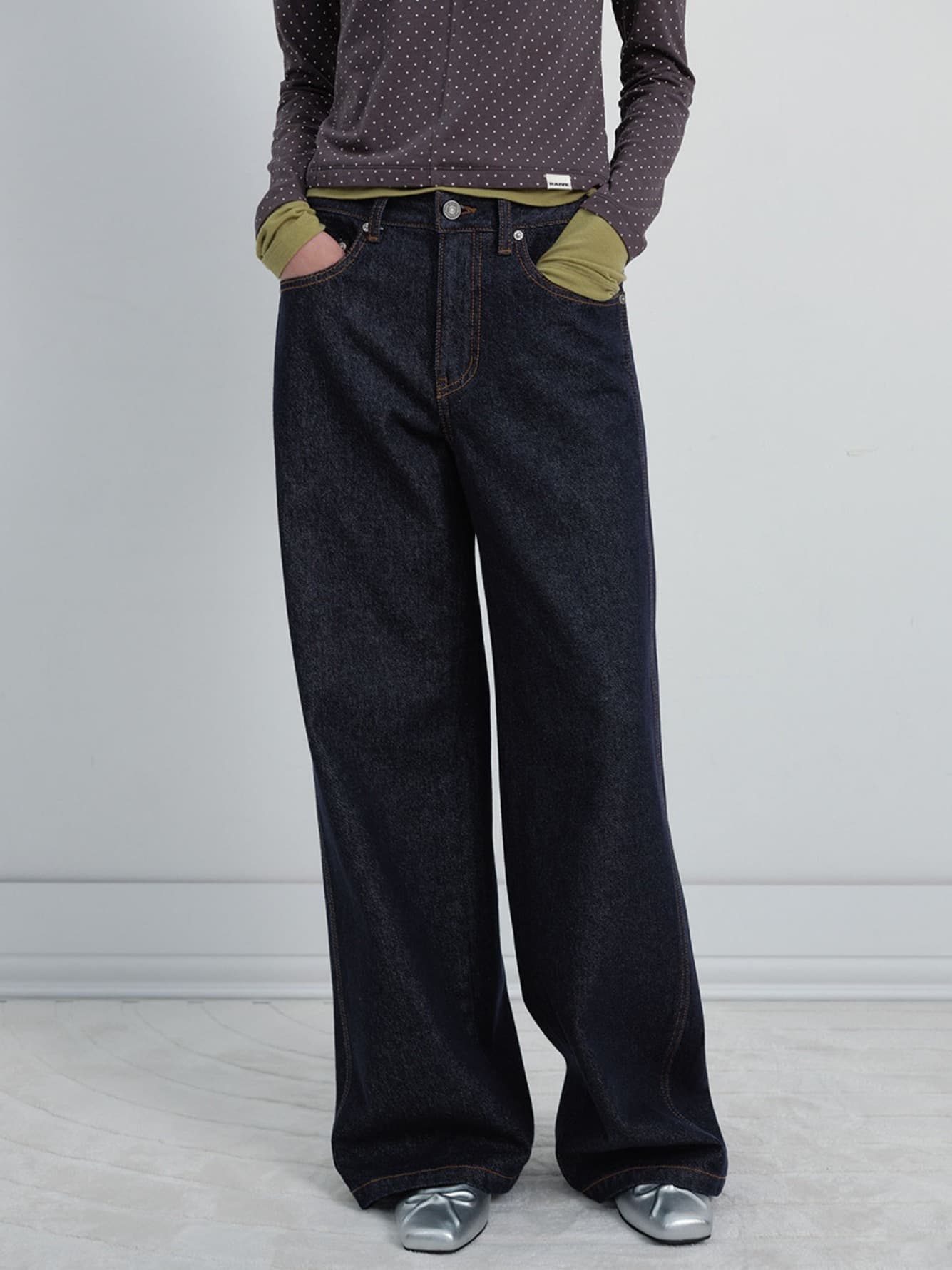 Indigo Wide Denim Pants in Indigo Blue