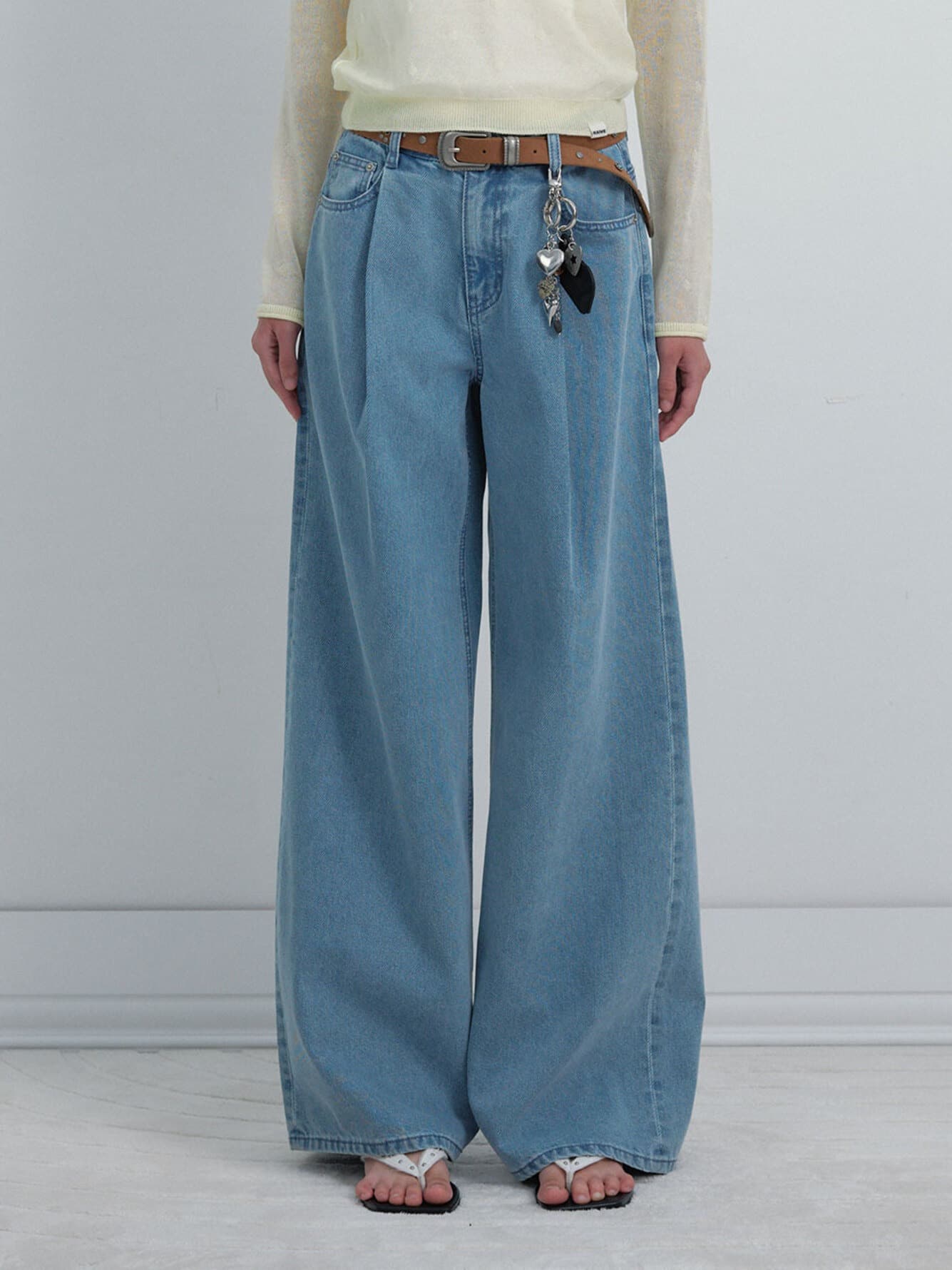 Twill Wide Denim Pants