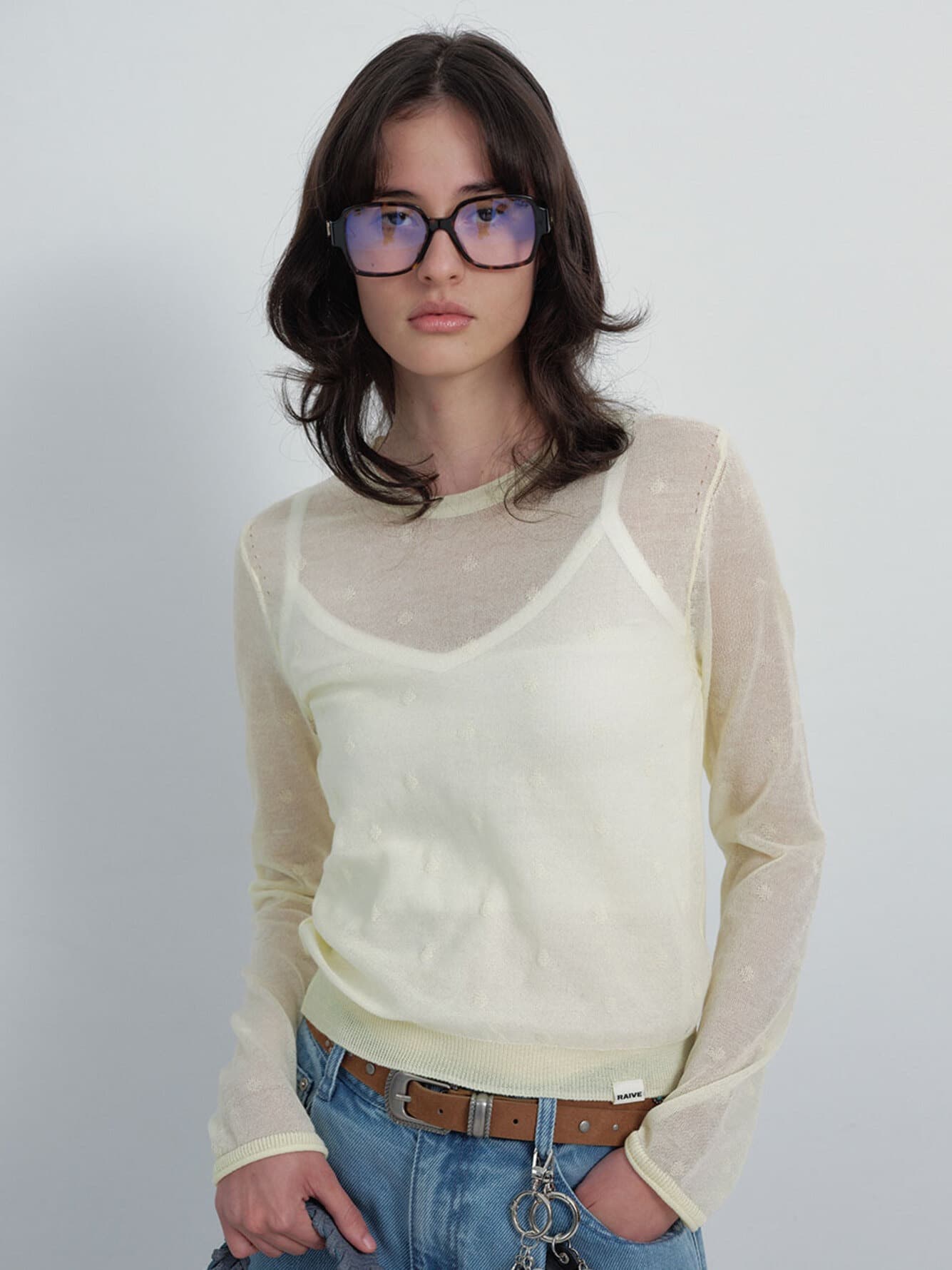 Sheer Dot Pattern Knit — vue 1