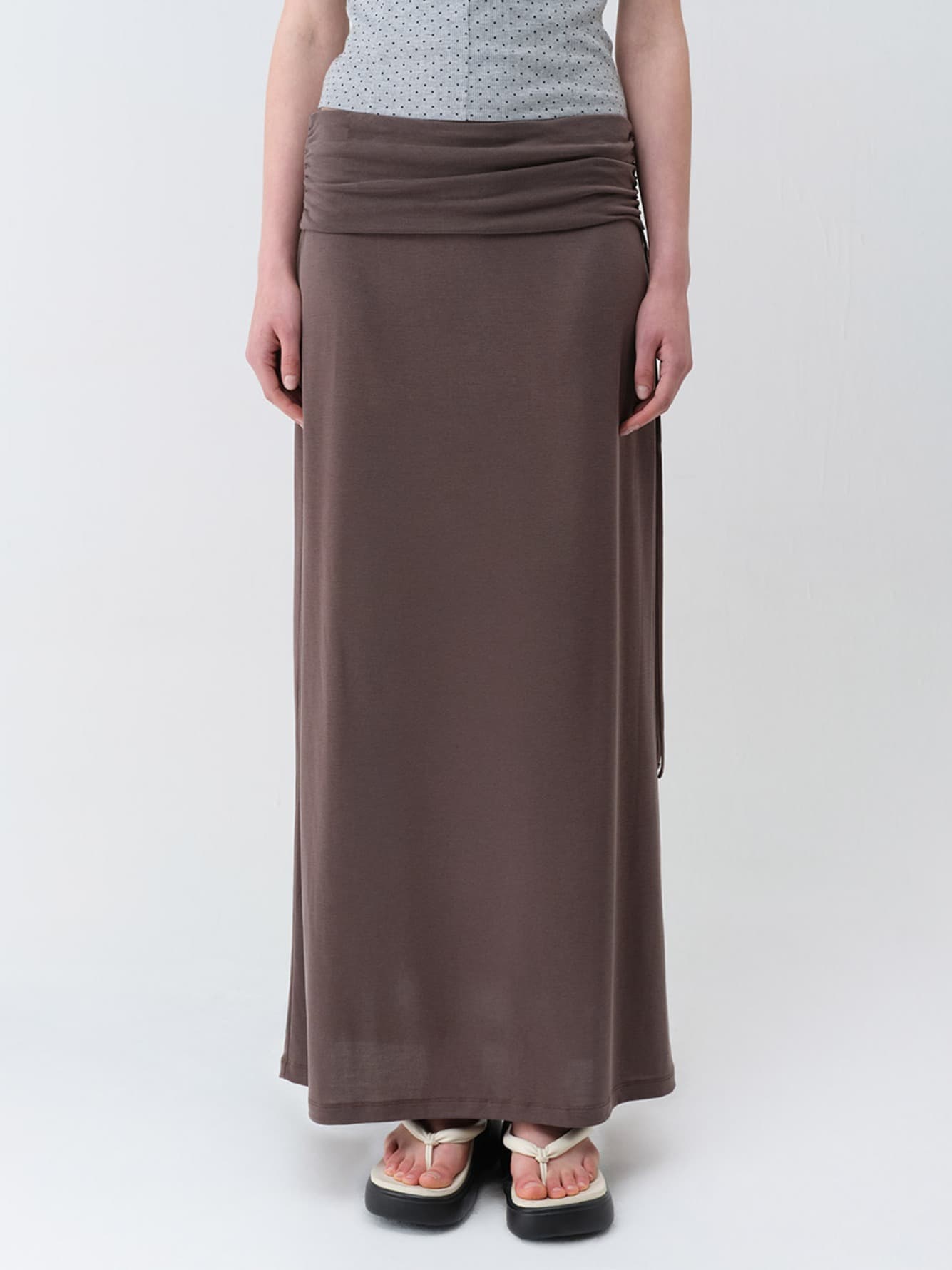 Shirring Banding String Long Skirt