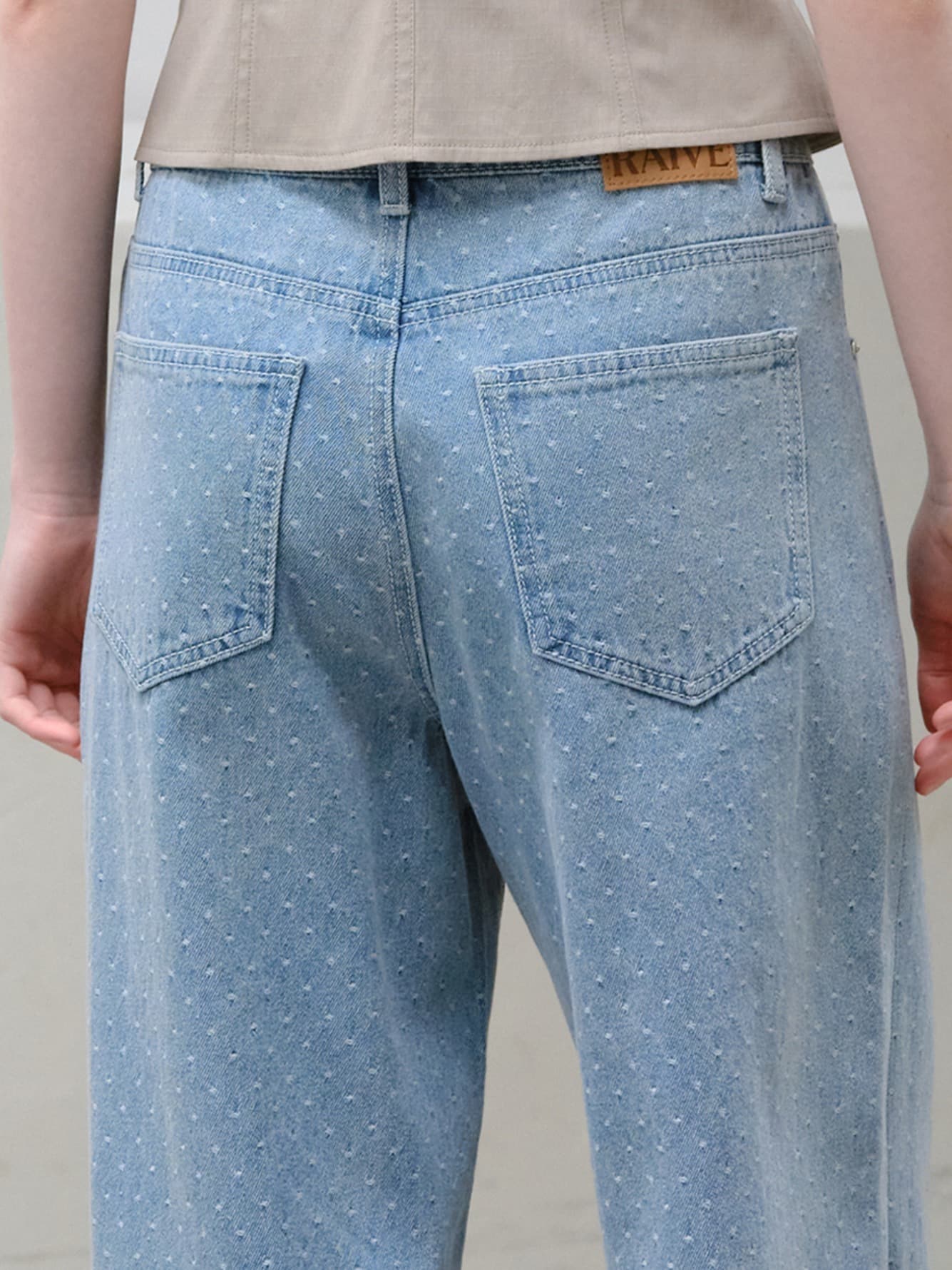 Dot Pattern Wide Denim Pants