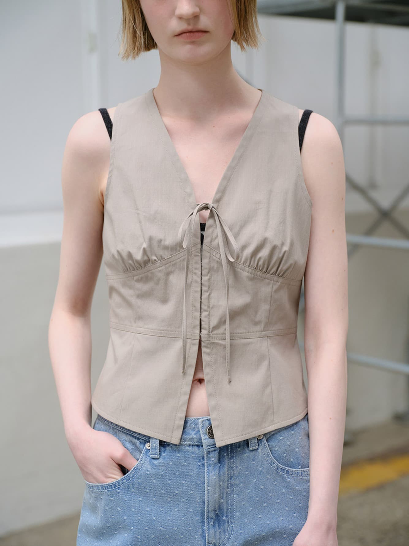 Tied-detail Vest Blouse