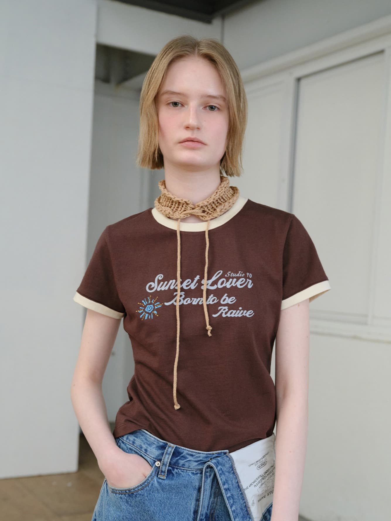 Sunset Graphic Ringer T-shirts — vue 1
