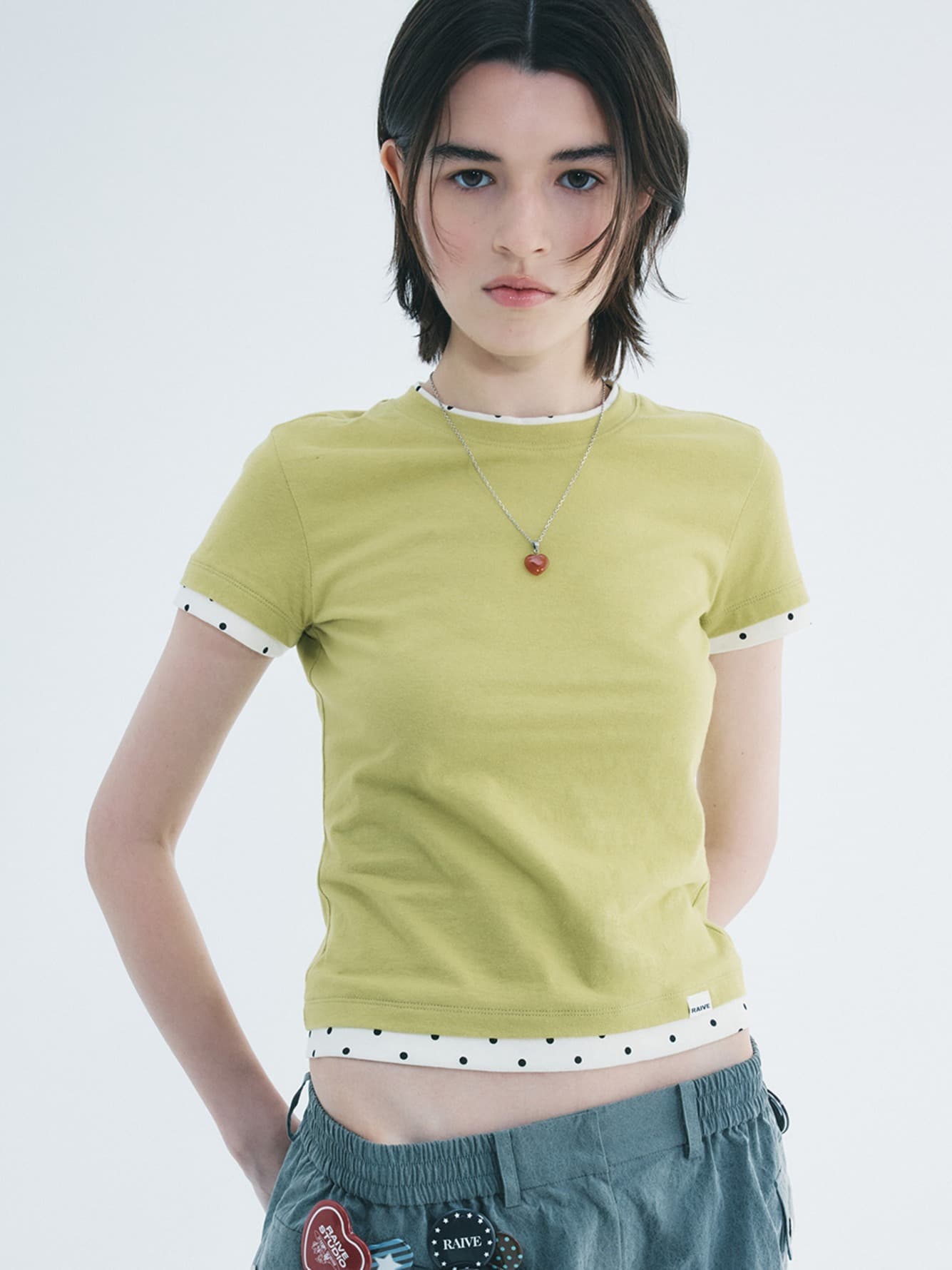 Dot Layered Two-tone T-shirts — vue 1