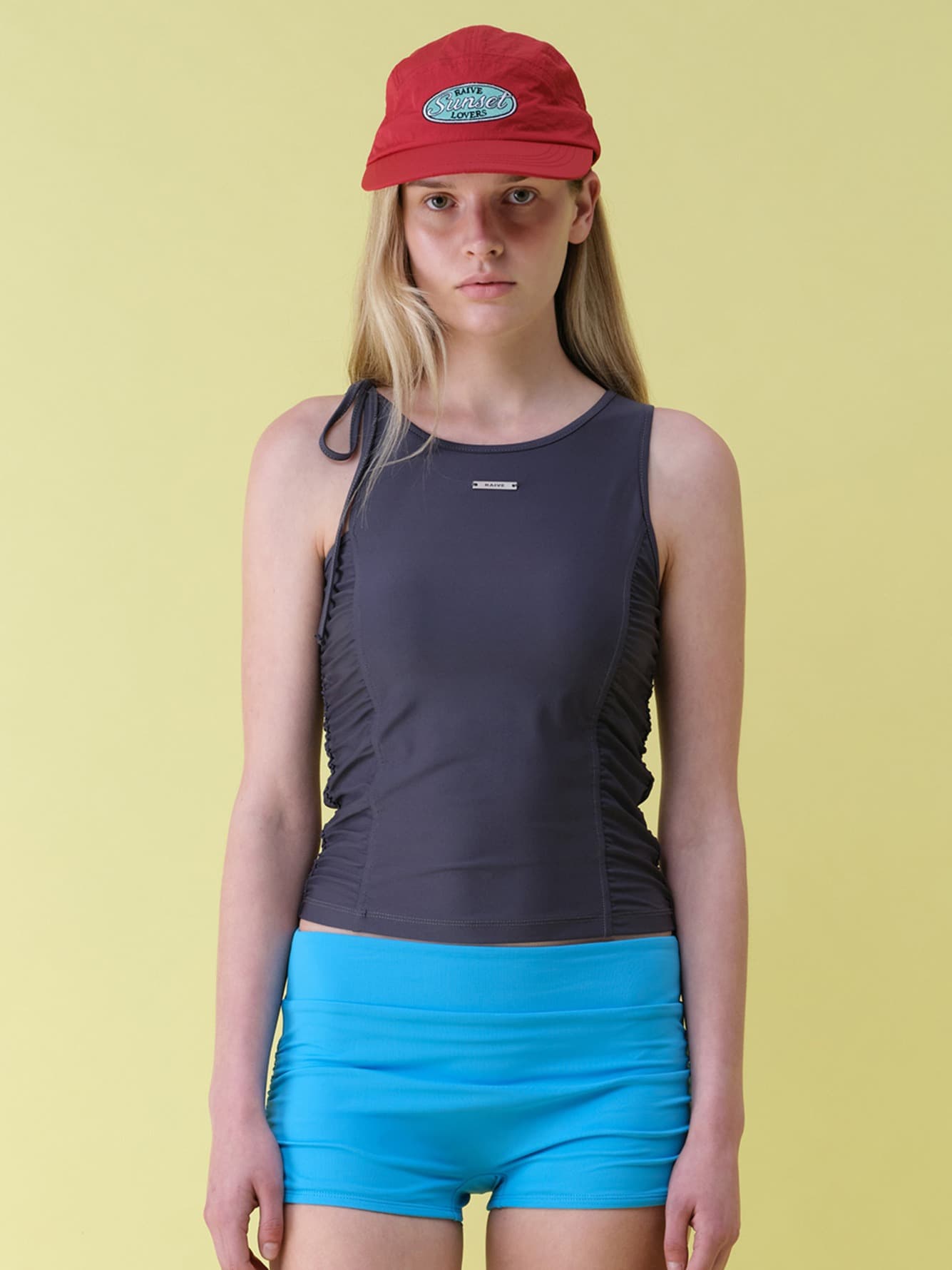 One-shoulder Shirring Swimwear Top