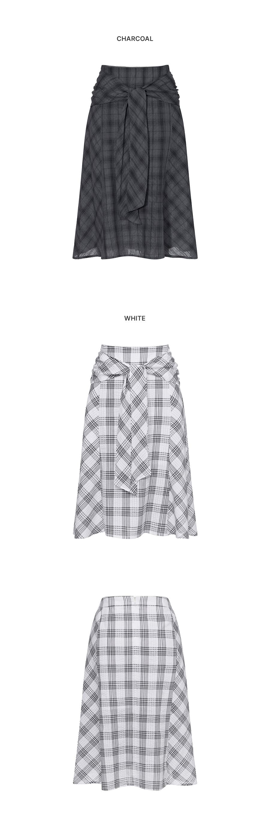 Tie-Detail Layered Check Skirt — vue 6