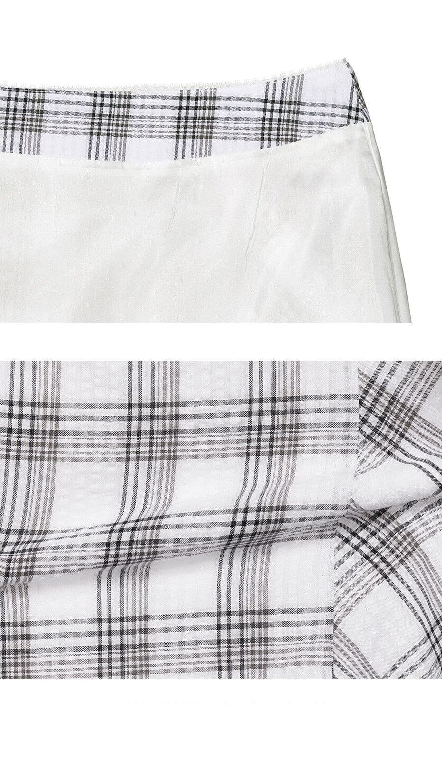 Tie-Detail Layered Check Skirt — vue 7