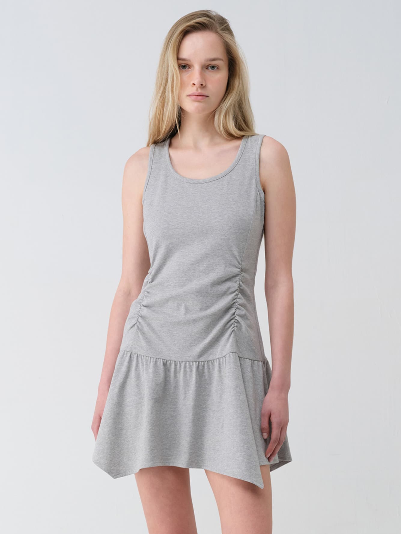 Layered Shirring Sleeveless Dress