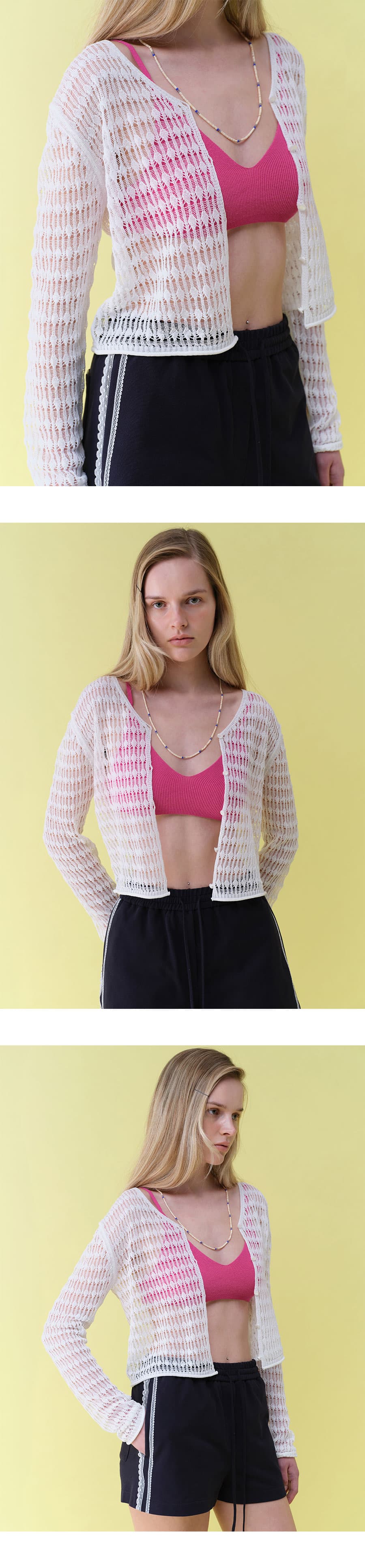 Linen Openwork Knit Cardigan — vue 4