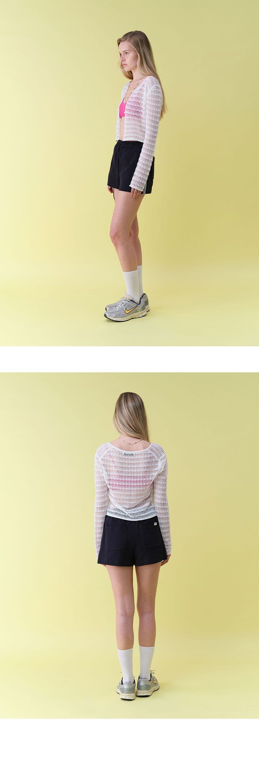 Linen Openwork Knit Cardigan — vue 6