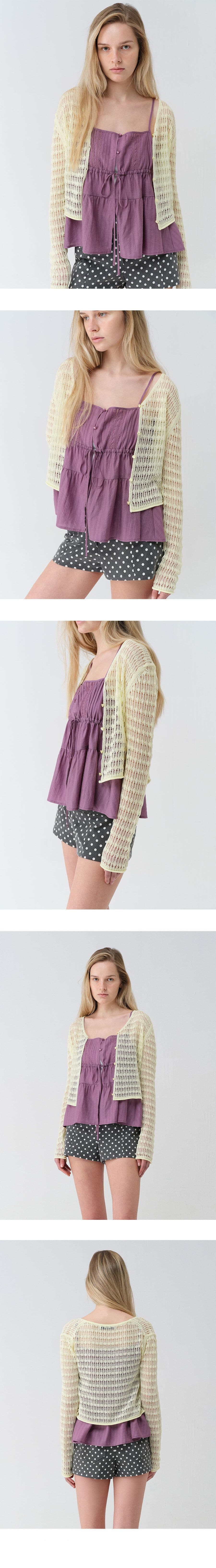 Linen Openwork Knit Cardigan — vue 7