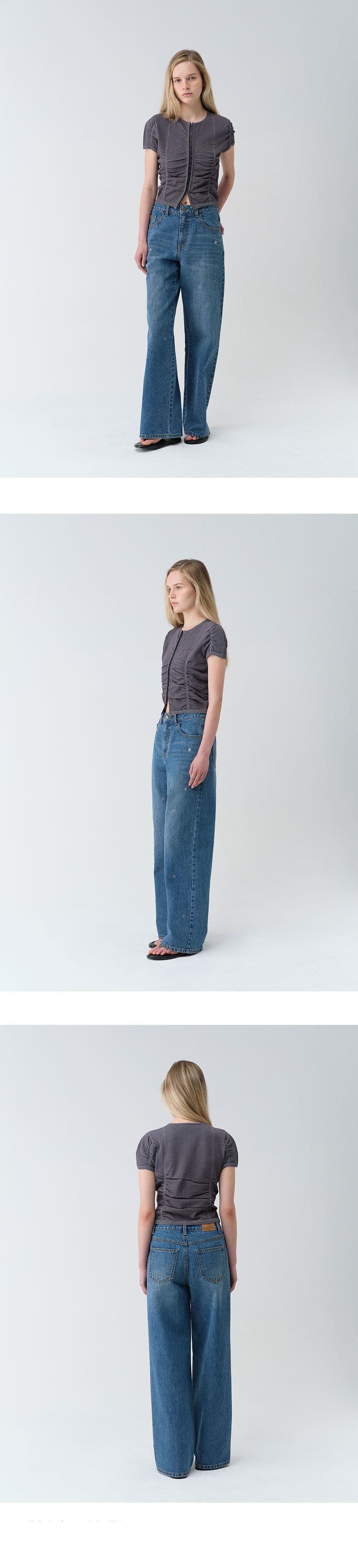 Hook-Front Shirring Knit Cardigan — vue 5