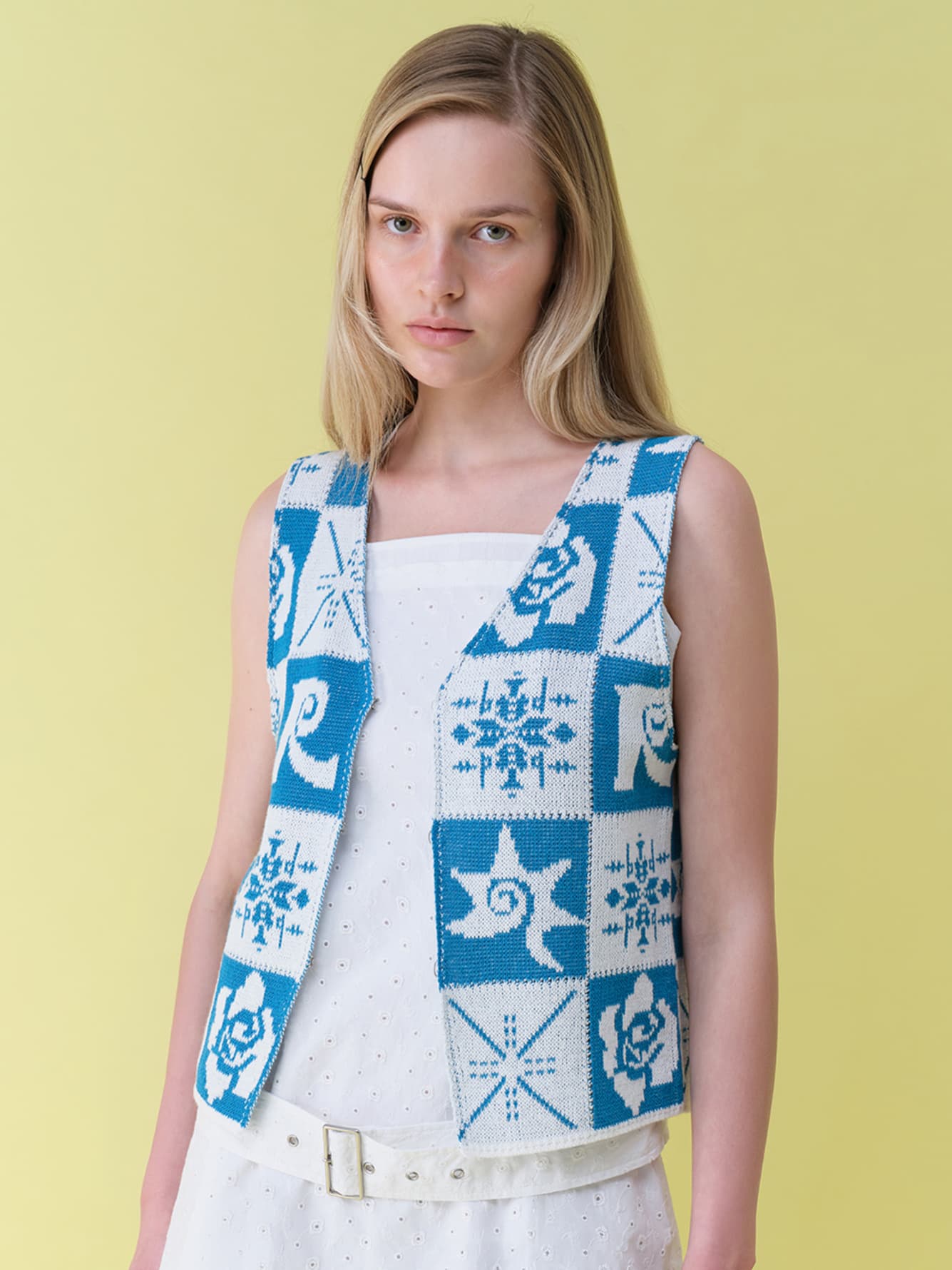 Vintage Rose Crochet Knit Vest — vue 3