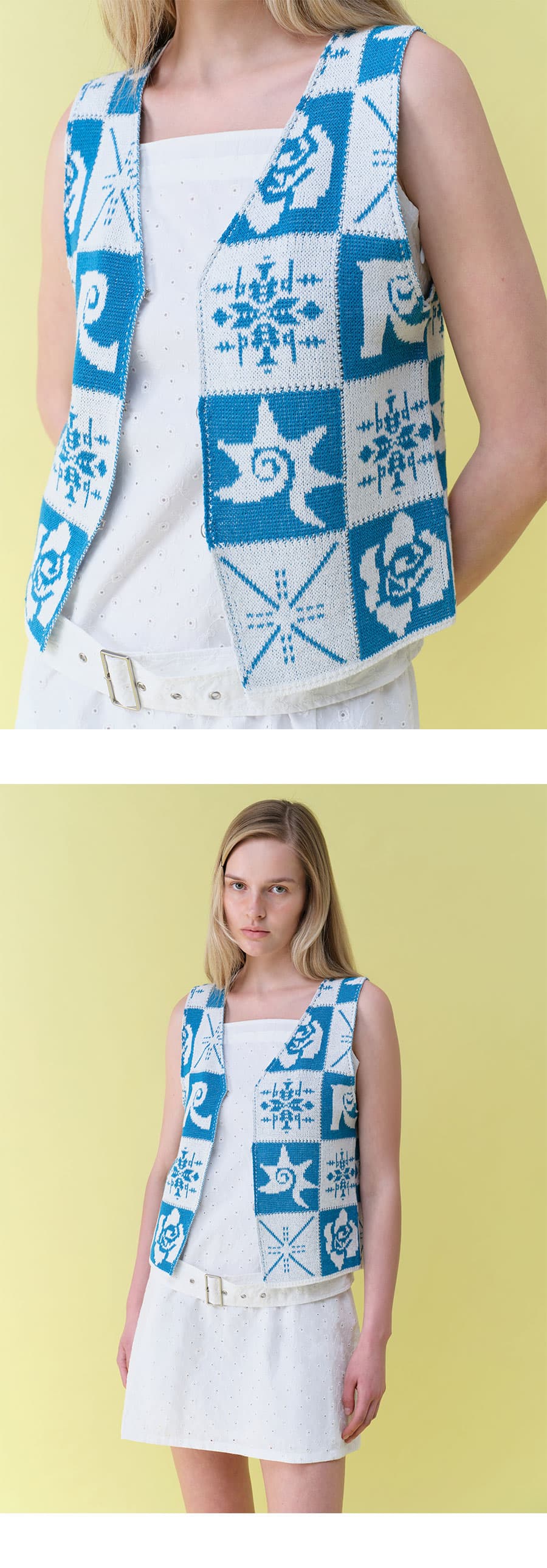 Vintage Rose Crochet Knit Vest — vue 4