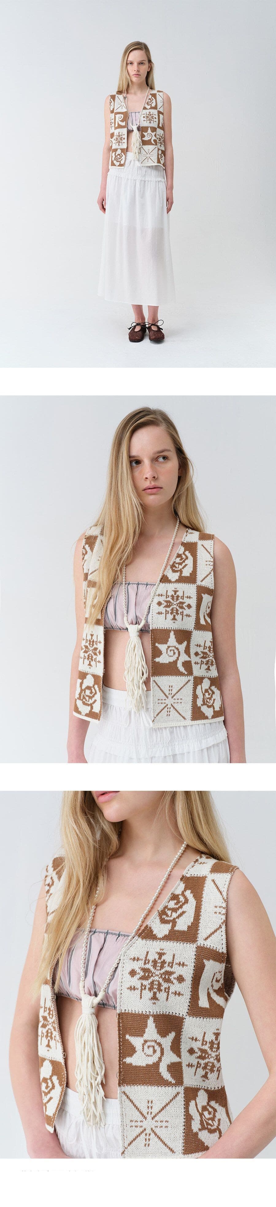 Vintage Rose Crochet Knit Vest — vue 6