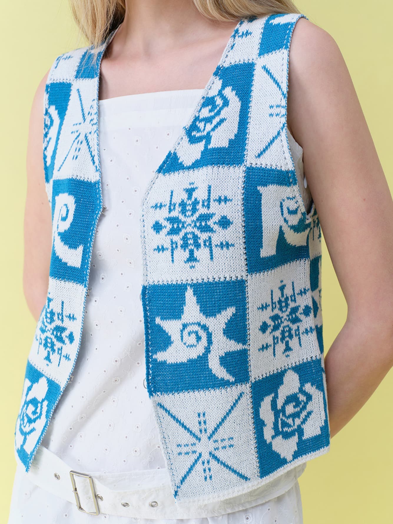 Vintage Rose Crochet Knit Vest