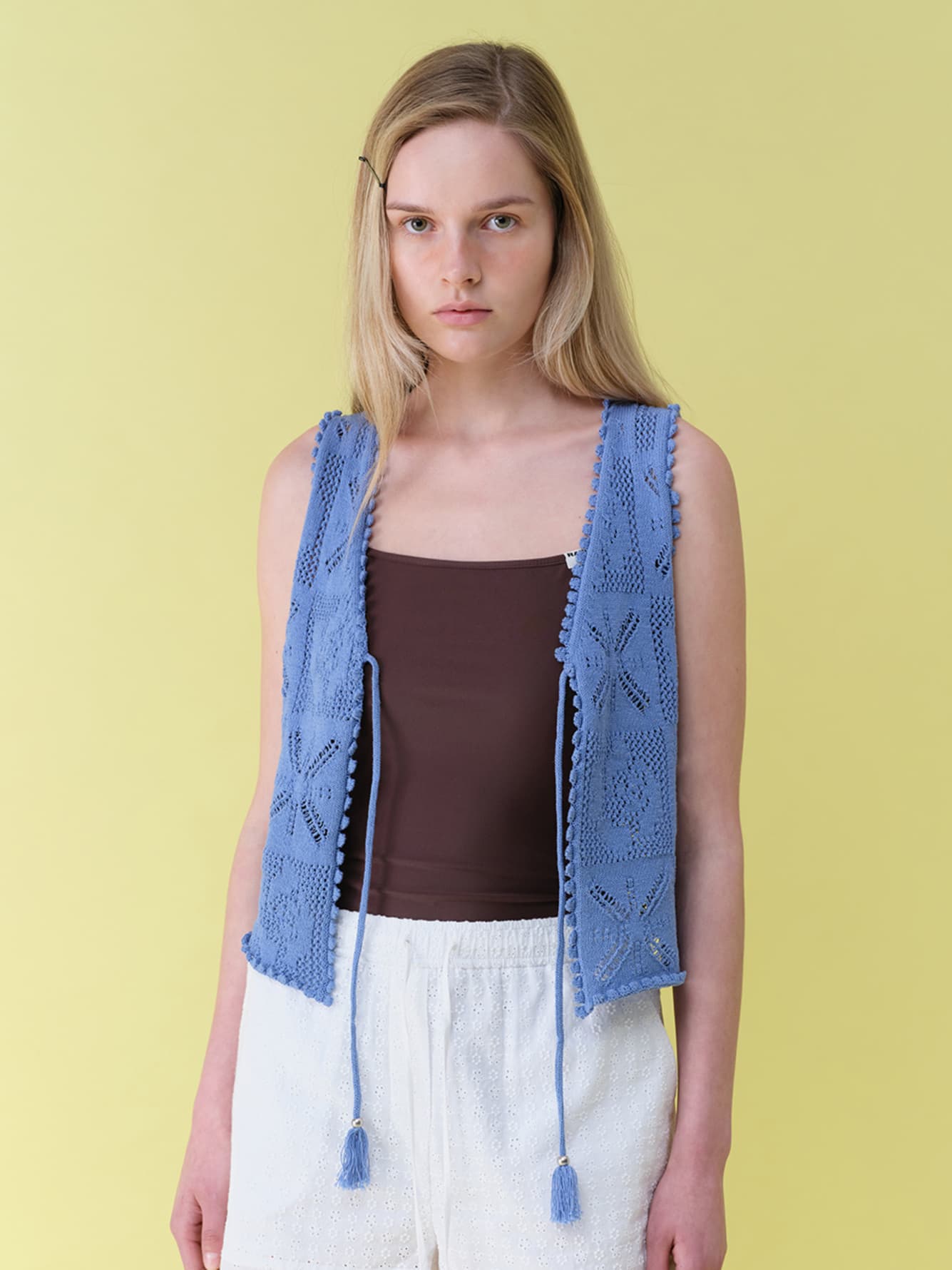 Tassel-detail Crochet Knit Vest — vue 2