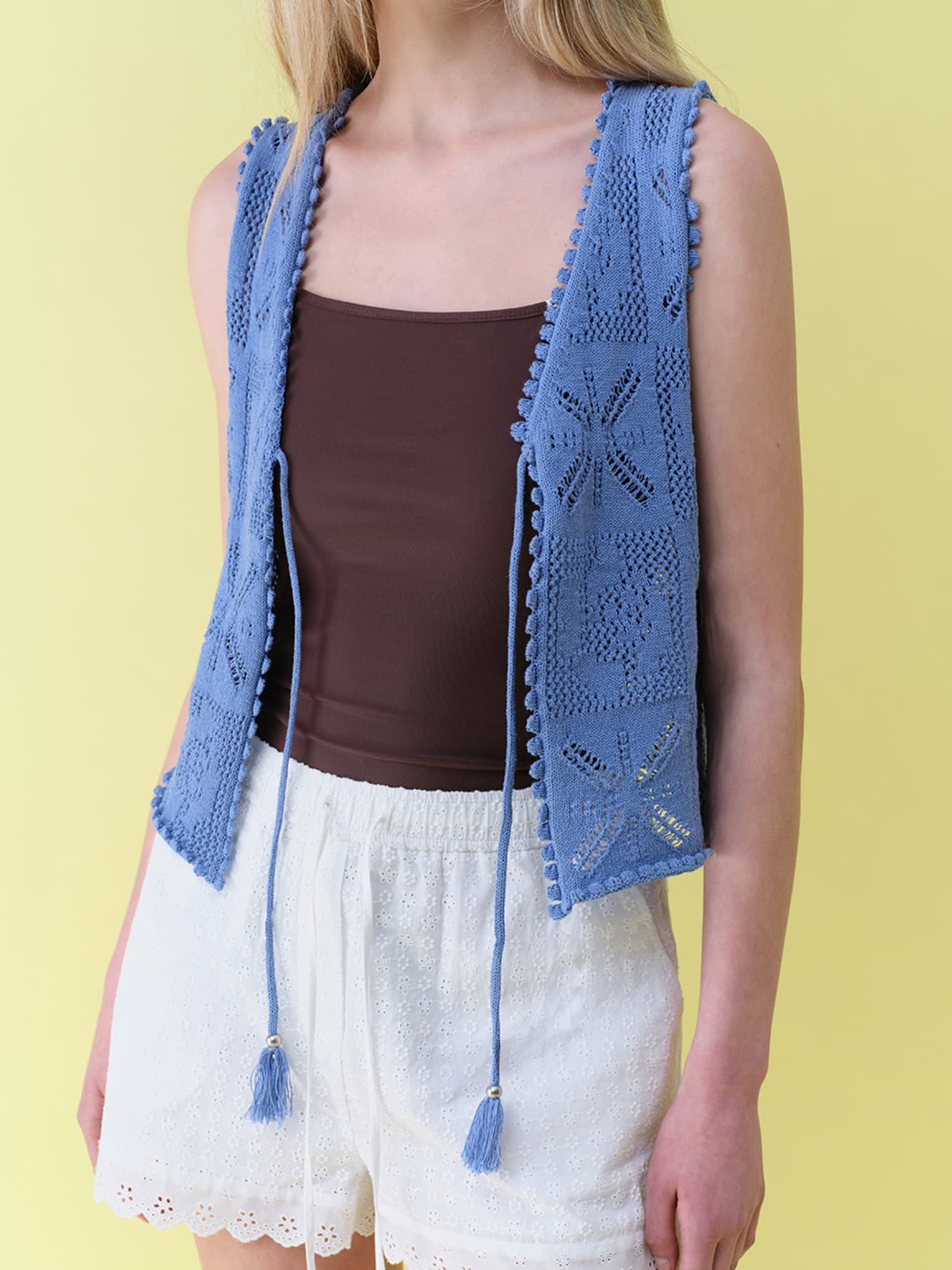 Tassel-detail Crochet Knit Vest — vue 3