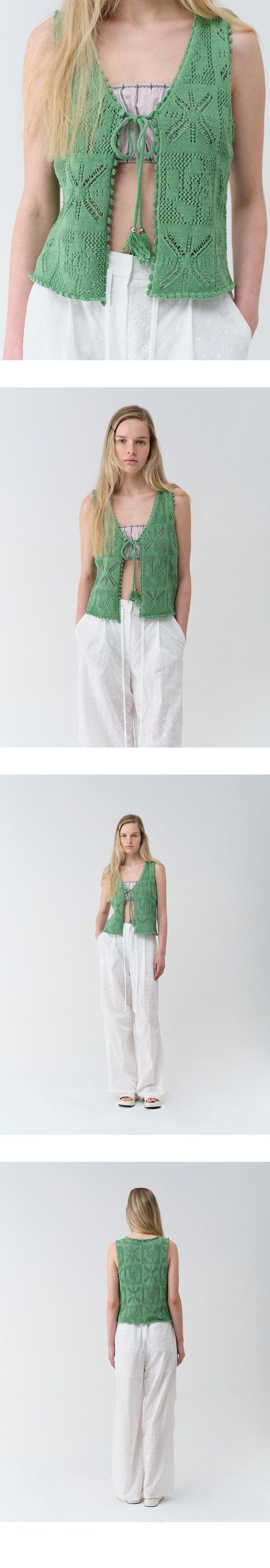 Tassel-detail Crochet Knit Vest — vue 4