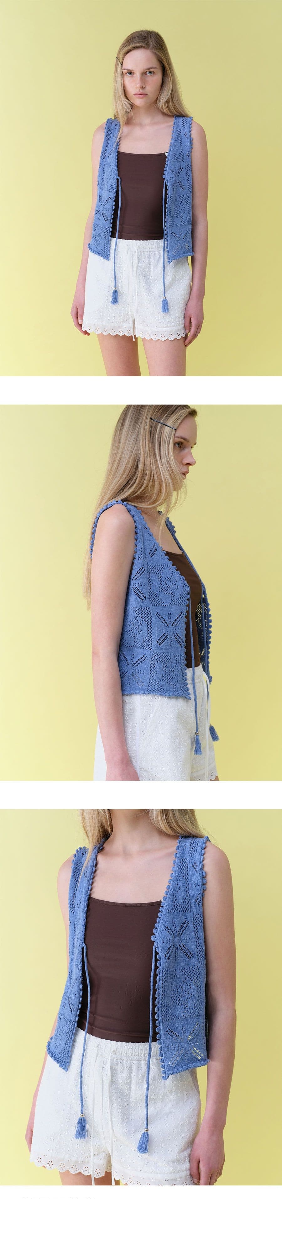 Tassel-detail Crochet Knit Vest — vue 6