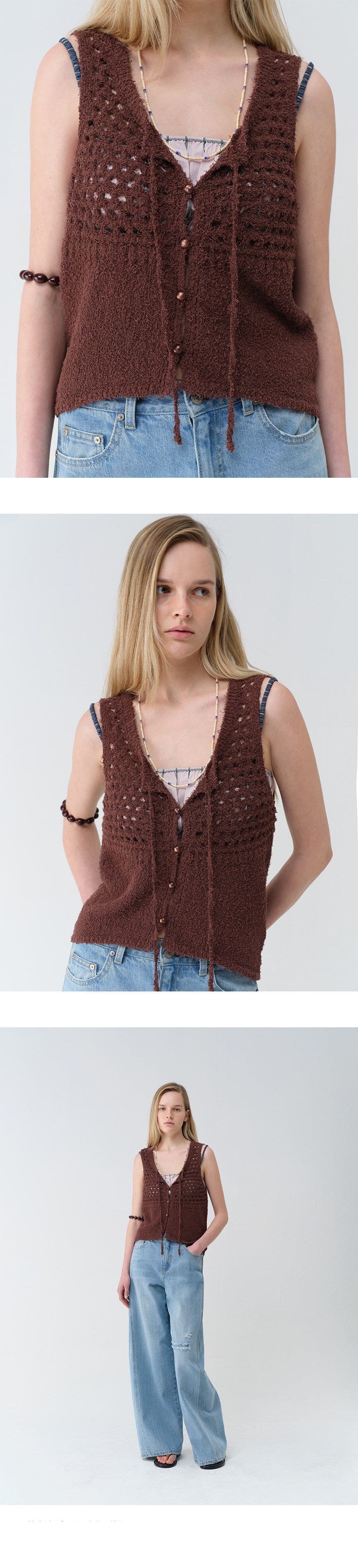Crochet Button-up Knit Vest — vue 6